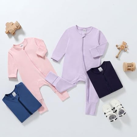JunNeng 2 Pack Footless Long/Short Sleeve Baby Romper - Image 5