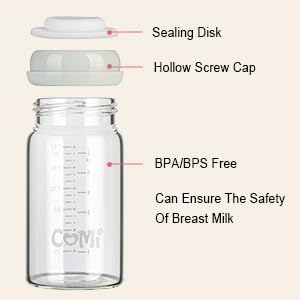 COMI Wide Neck Glass Breastmilk Collection n Storage Bottle, 6oz - Image 3