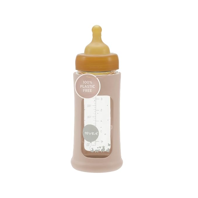 HEVEA Plastic-Free Wide Neck Glass Baby Bottle by HEVEA