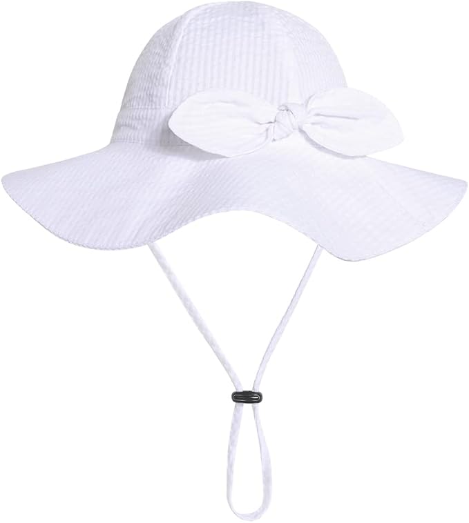 Baby Girl Sun Hat with UPF 50+ Outdoor Adjustable Beach Hat with Wide Brim - Image 4