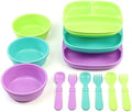 Re-play 3 Divided Toddler Plates, 3 Utensils Set and 3 Wide Base Bowls by Re-Play