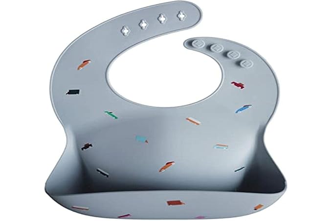 mushie Silicone Baby Bib | Adjustable Fit Waterproof Bibs - Image 4