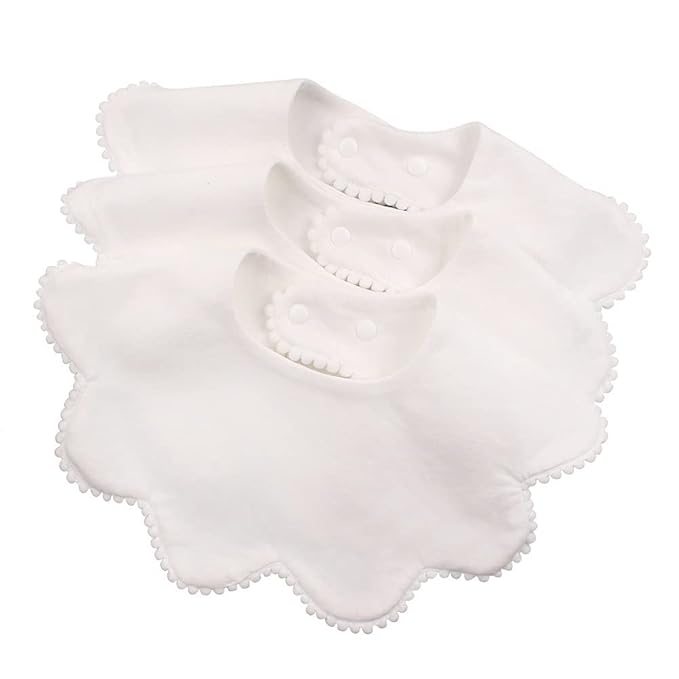 JANGANNSA 3 PCS White Flower Baby Bibs Infant Burp Clothes by JANGANNSA