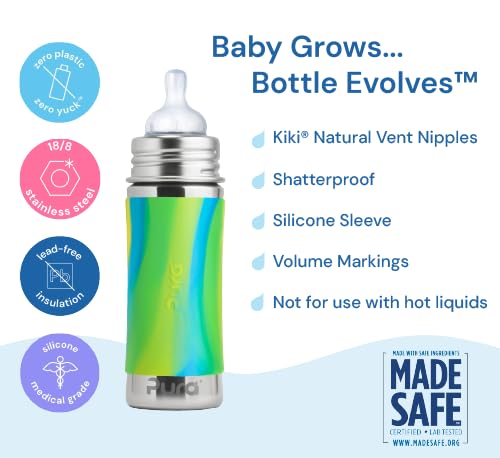 Pura Kiki 9oz/275ml Stainless Steel Infant Bottle w/Sleeve, Anti-Colic - Image 4