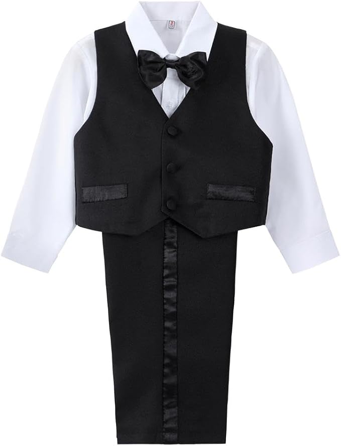 Dressy Daisy Baby Toddler Boy 5 Pcs Set Formal Tuxedo Suits No Tail Wedding - Image 3