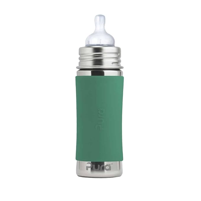 Pura Kiki 9oz/275ml Stainless Steel Infant Bottle w/Sleeve, Anti-Colic by Pura