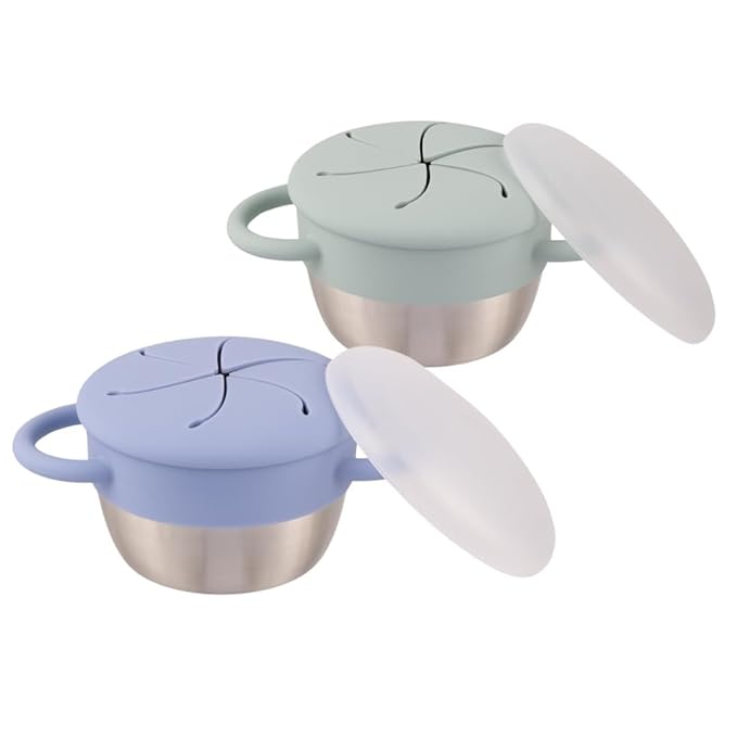 Elk and Friends Stainless Steel Snack Cups | Removable Silicone Food Catcher by ElkandFriends