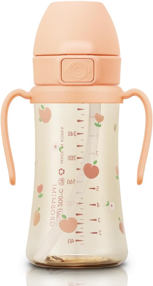 GROSMIMI Flip Top Spill Proof Sippy Cup, BPA Free, 10 oz, Stage 2 Straw by GROSMIMI