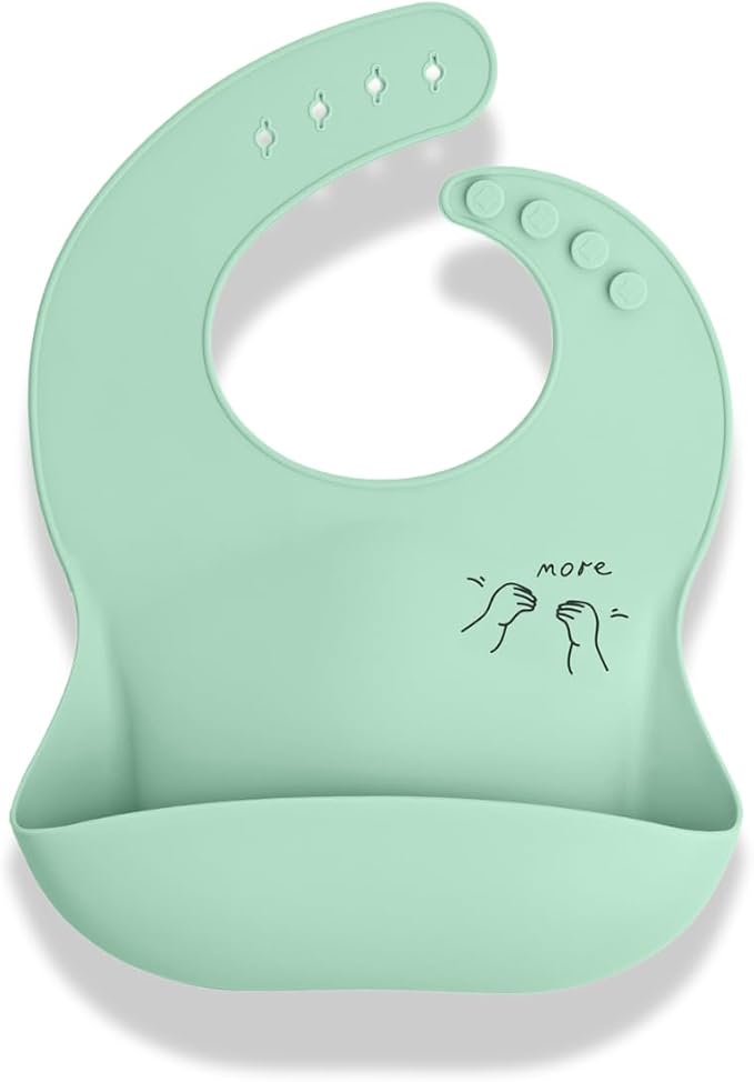 APLAINR Baby Sign Language Bib, Silicone Baby Bibs, ASL Graphics, Food Catcher by APLAINR