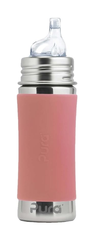 Pura Kiki 11oz/325ml Stainless Steel Sippy Cup Bottle w/Sleeve, Plastic-Free by Pura
