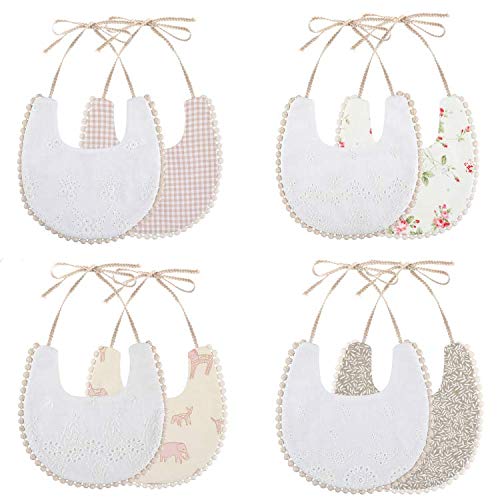 GZMM Baby Bib For Girls, Reversible Waterproof Handmade Natural Cotton Baby by GZMM