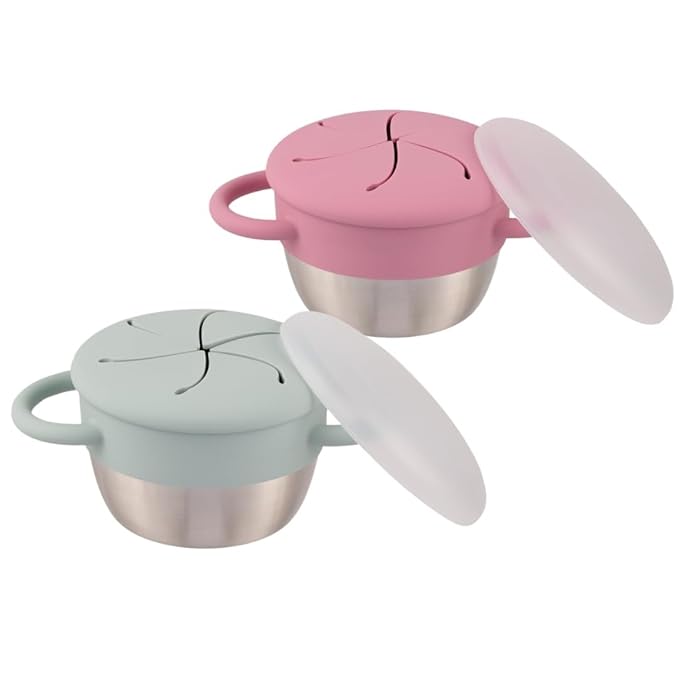 Elk and Friends Stainless Steel Snack Cups | Removable Silicone Food Catcher by ElkandFriends