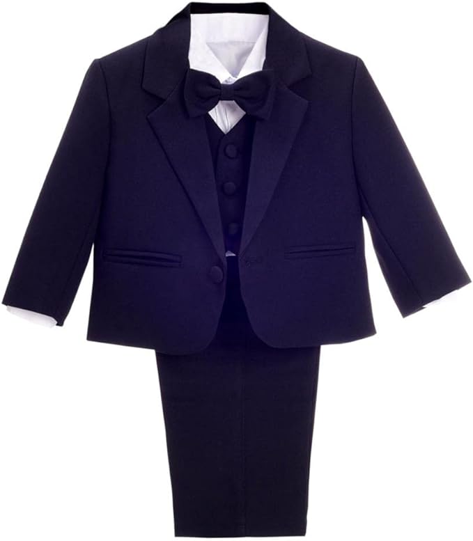 Dressy Daisy Baby Toddler Boy 5 Pcs Set Formal Tuxedo Suits No Tail Wedding by DressyDaisy