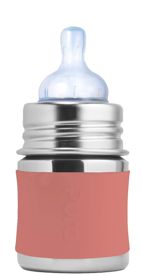 Pura Kiki 5oz/150ml Stainless Steel Anti-Colic Infant Bottle w/Silicone Natural by Pura