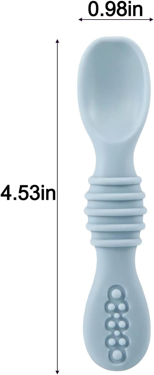 PandaEar 7 Pack Baby Led Weaning Spoons| Silicone Baby Spoons Self Feeding - Image 3