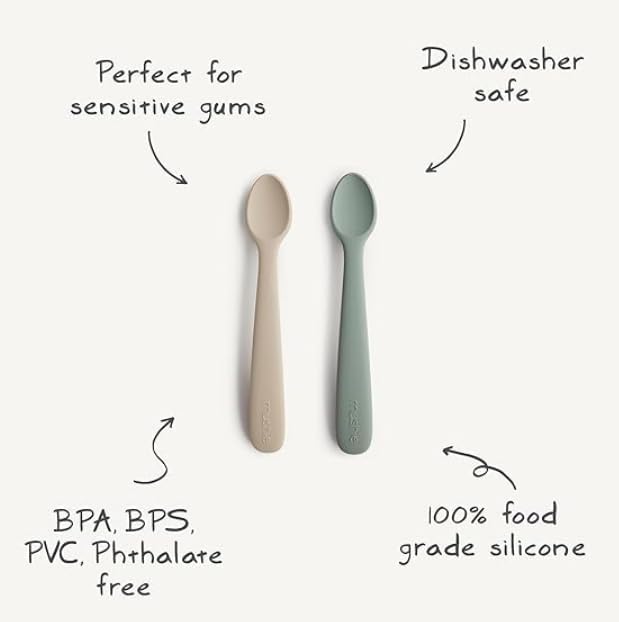 mushie Silicone Baby Feeding Spoons | 2 Pack - Image 2
