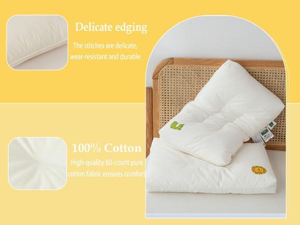 100% Cotton Kids Pillow-14 x 22" Machine Washable Soft and Breathable Youth - Image 2