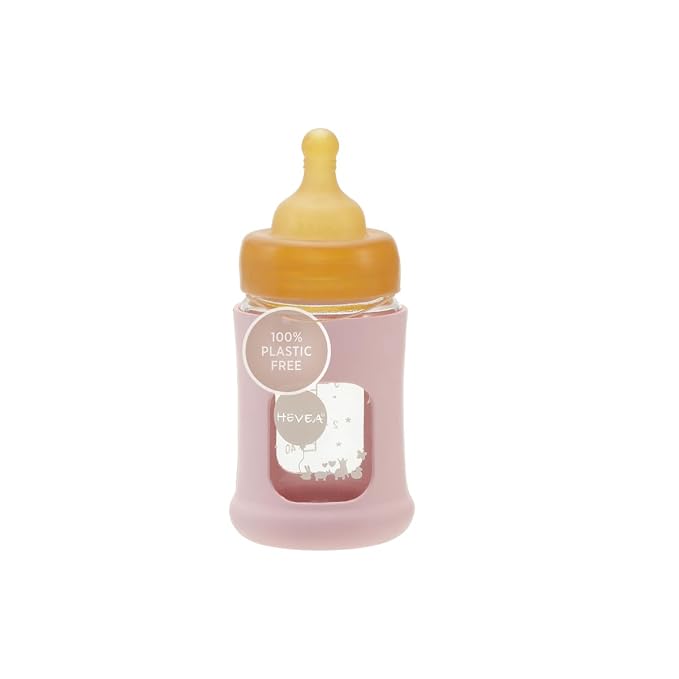 HEVEA Plastic-Free Wide Neck Glass Baby Bottle by HEVEA
