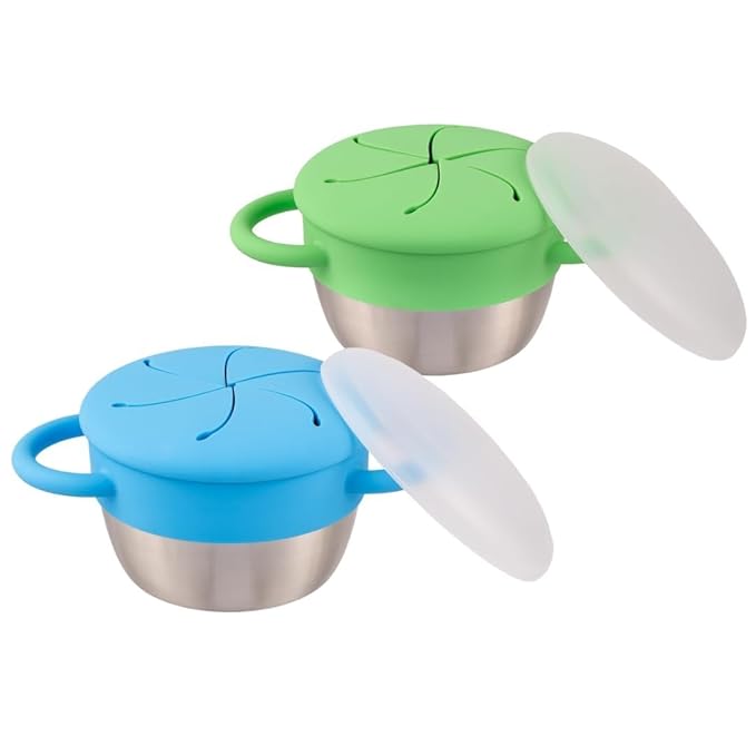 Elk and Friends Stainless Steel Snack Cups | Removable Silicone Food Catcher by ElkandFriends