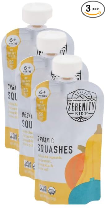 Serenity Kids 6+ Months USDA Organic Veggie Puree Baby Food Pouches | No Sugary by Serenity+Kids