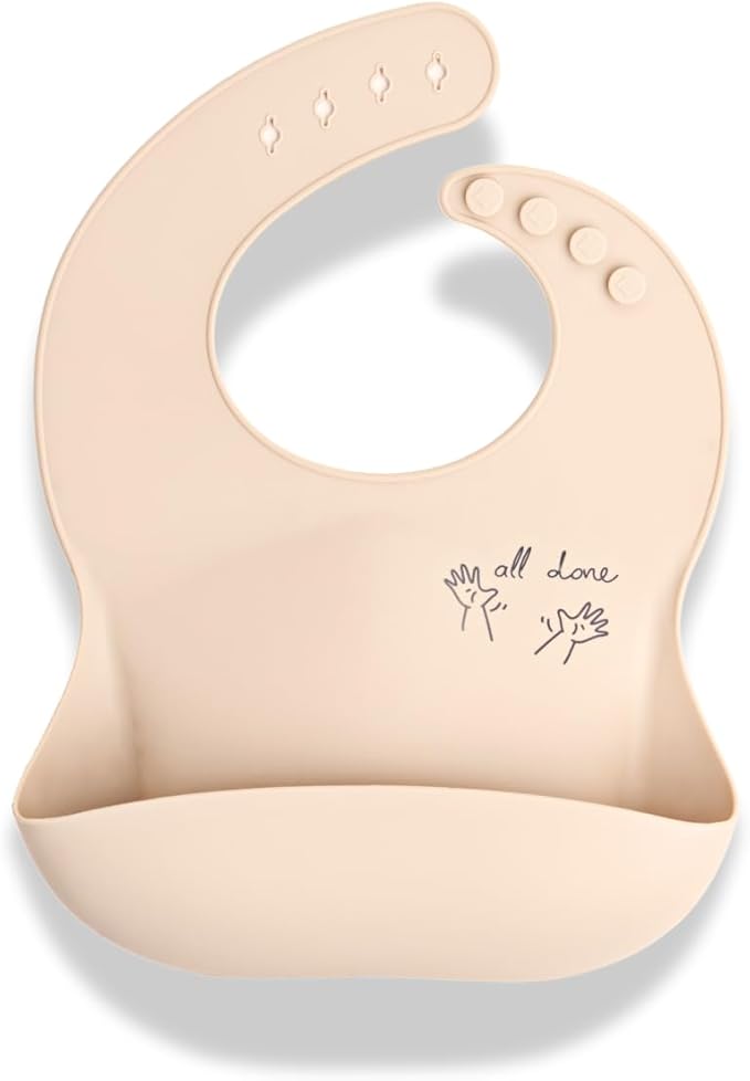 APLAINR Baby Sign Language Bib, Silicone Baby Bibs, ASL Graphics, Food Catcher by APLAINR
