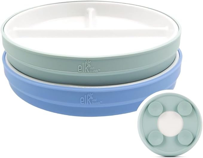 Elk and Friends Kids 7.8” Porcelain Divided Plates by ElkandFriends