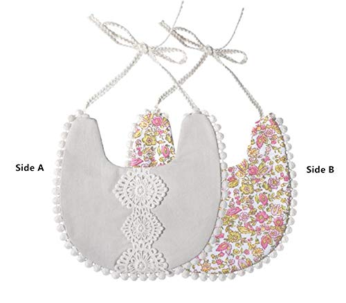 GZMM Baby Bib For Girls, Reversible Waterproof Handmade Natural Cotton Baby - Image 6