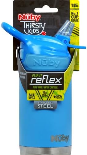 Nuby Thirsty Kids No Spill Flip-It Reflex Stainless Steel Travel Cup or Water - Image 2