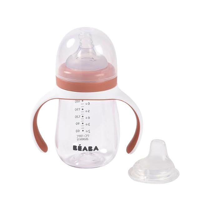 BEABA 2-in-1 Baby Bottle to Transition Sippy Cup, No Spill Sippy Cup, Includes - Image 2