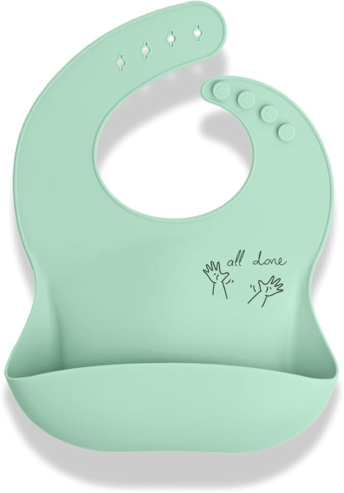 APLAINR Baby Sign Language Bib, Silicone Baby Bibs, ASL Graphics, Food Catcher by APLAINR