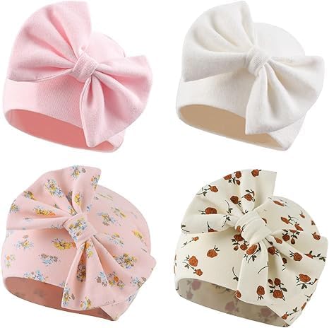 Bamery Newborn Baby Girl Hat Cotton Baby Bow Beanie Preemie Hats Spring Infant by Bamery