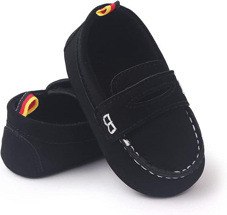 LONSOEN Baby Girls Boys Loafers Prewalker Dress Crib Shoes - Image 4