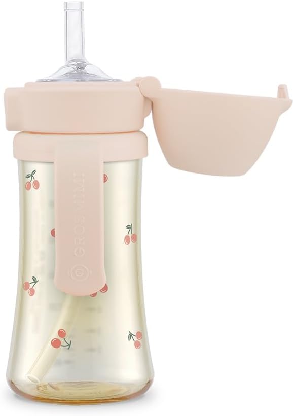 GROSMIMI Flip Top Spill Proof Sippy Cup, BPA Free, 10 oz, Stage 2 Straw by GROSMIMI