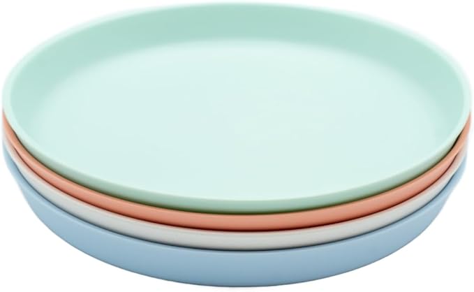 WeeSprout Bamboo Plates, Kid-Sized Dinnerware, Dishwasher Safe Melamine Dishware by WeeSprout