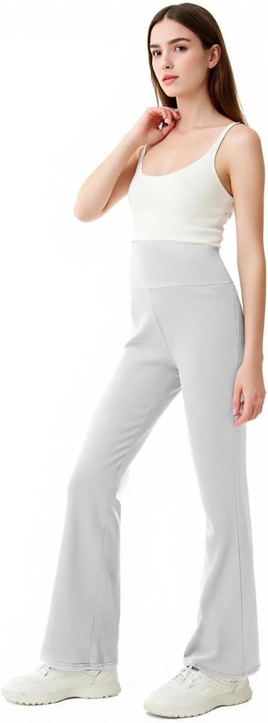 High Waist Yoga Pants, Maternity Bootcut Leggings, Cotton Blend Spandex - Image 4
