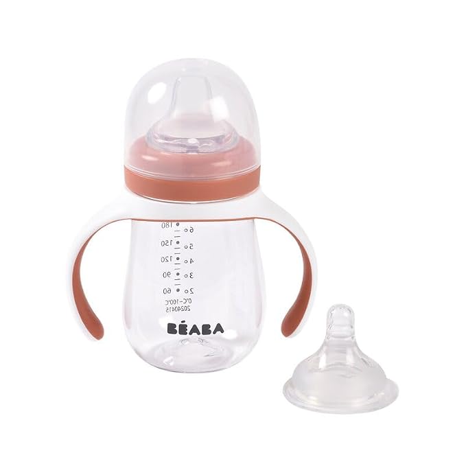 BEABA 2-in-1 Baby Bottle to Transition Sippy Cup, No Spill Sippy Cup, Includes - Image 3