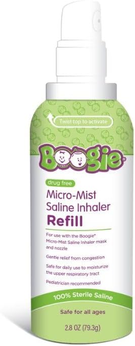 Boogie Micro-Mist Saline Inhaler Refill, Baby Nose Congestion Relief, Nasal by BoogieBrand