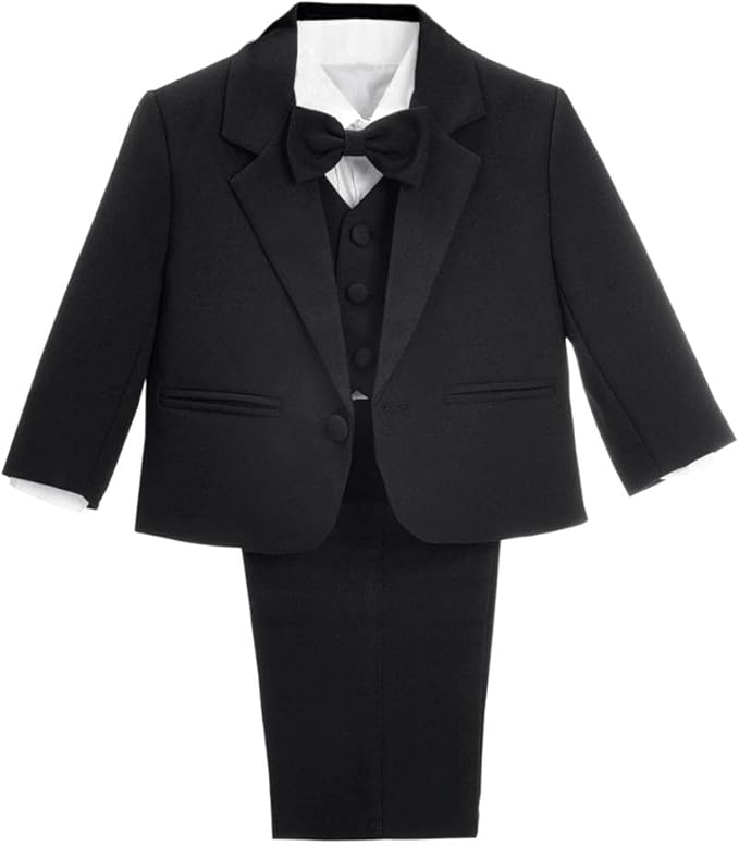 Dressy Daisy Baby Toddler Boy 5 Pcs Set Formal Tuxedo Suits No Tail Wedding by DressyDaisy