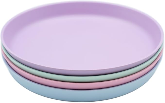 WeeSprout Bamboo Plates, Kid-Sized Dinnerware, Dishwasher Safe Melamine Dishware by WeeSprout