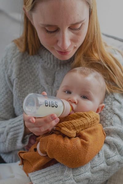 BIBS Baby Glass Bottle Complete Set 110 ml | BPA Free Natural Rubber | Made in - Image 5