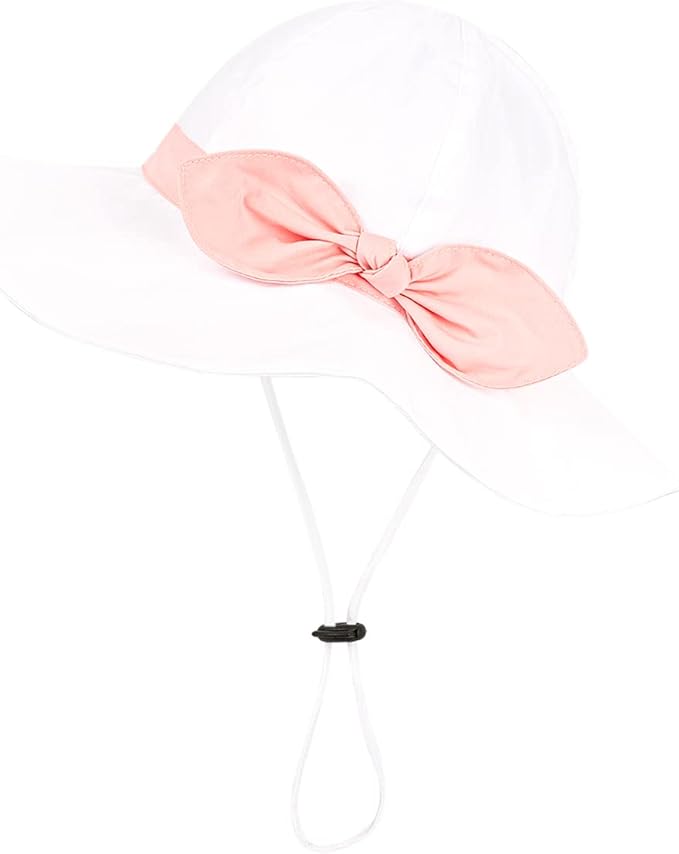 Baby Girl Sun Hat with UPF 50+ Outdoor Adjustable Beach Hat with Wide Brim - Image 4