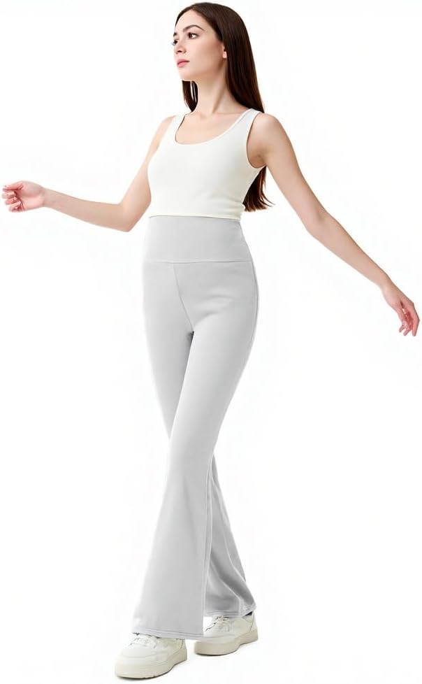 High Waist Yoga Pants, Maternity Bootcut Leggings, Cotton Blend Spandex - Image 3