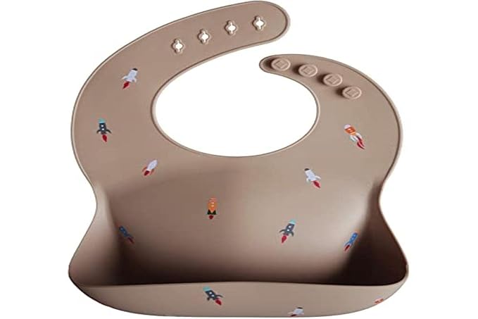 mushie Silicone Baby Bib | Adjustable Fit Waterproof Bibs - Image 4