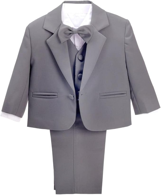 Dressy Daisy Baby Toddler Boy 5 Pcs Set Formal Tuxedo Suits No Tail Wedding by DressyDaisy