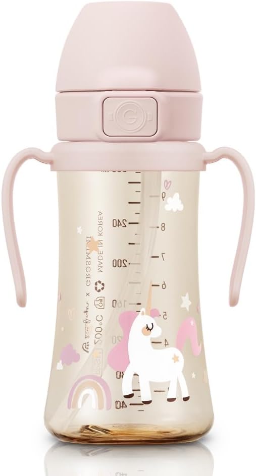GROSMIMI Flip Top Spill Proof Sippy Cup, BPA Free, 10 oz, Stage 2 Straw by GROSMIMI