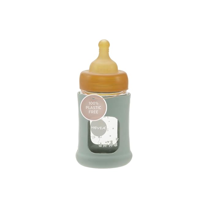 HEVEA Plastic-Free Wide Neck Glass Baby Bottle by HEVEA
