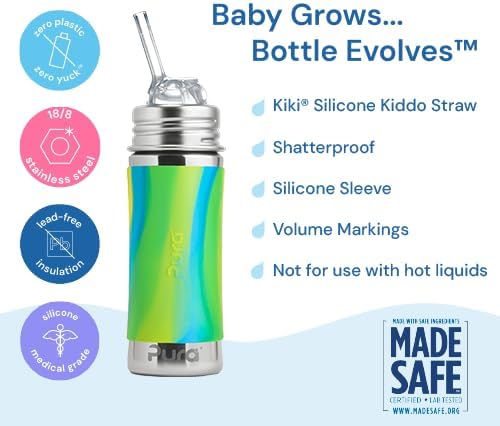 Pura Kiki 11oz/325ml Stainless Steel Straw Bottle w/Sleeve - Image 4