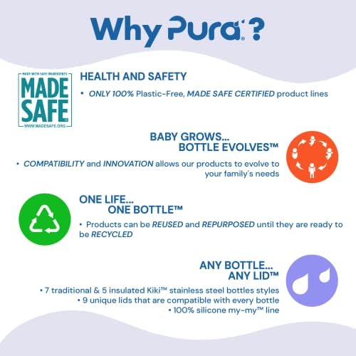 Pura Kiki 9oz/260ml Stainless Steel Insulated Sippy Bottle w/Sleeve, - Image 4