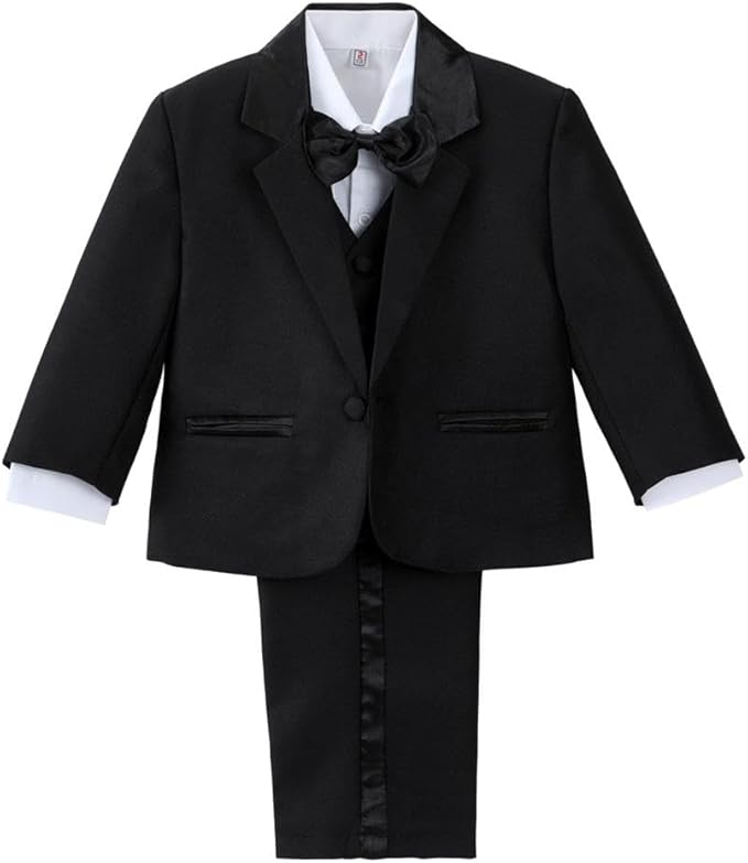 Dressy Daisy Baby Toddler Boy 5 Pcs Set Formal Tuxedo Suits No Tail Wedding by DressyDaisy
