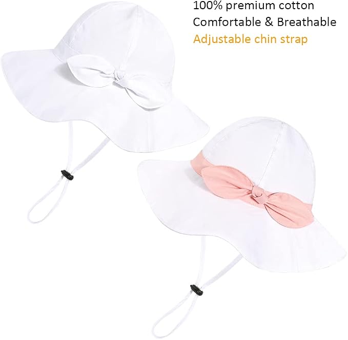 Baby Girl Sun Hat with UPF 50+ Outdoor Adjustable Beach Hat with Wide Brim - Image 2